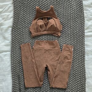 Brown Sports Bra and Leggings Set